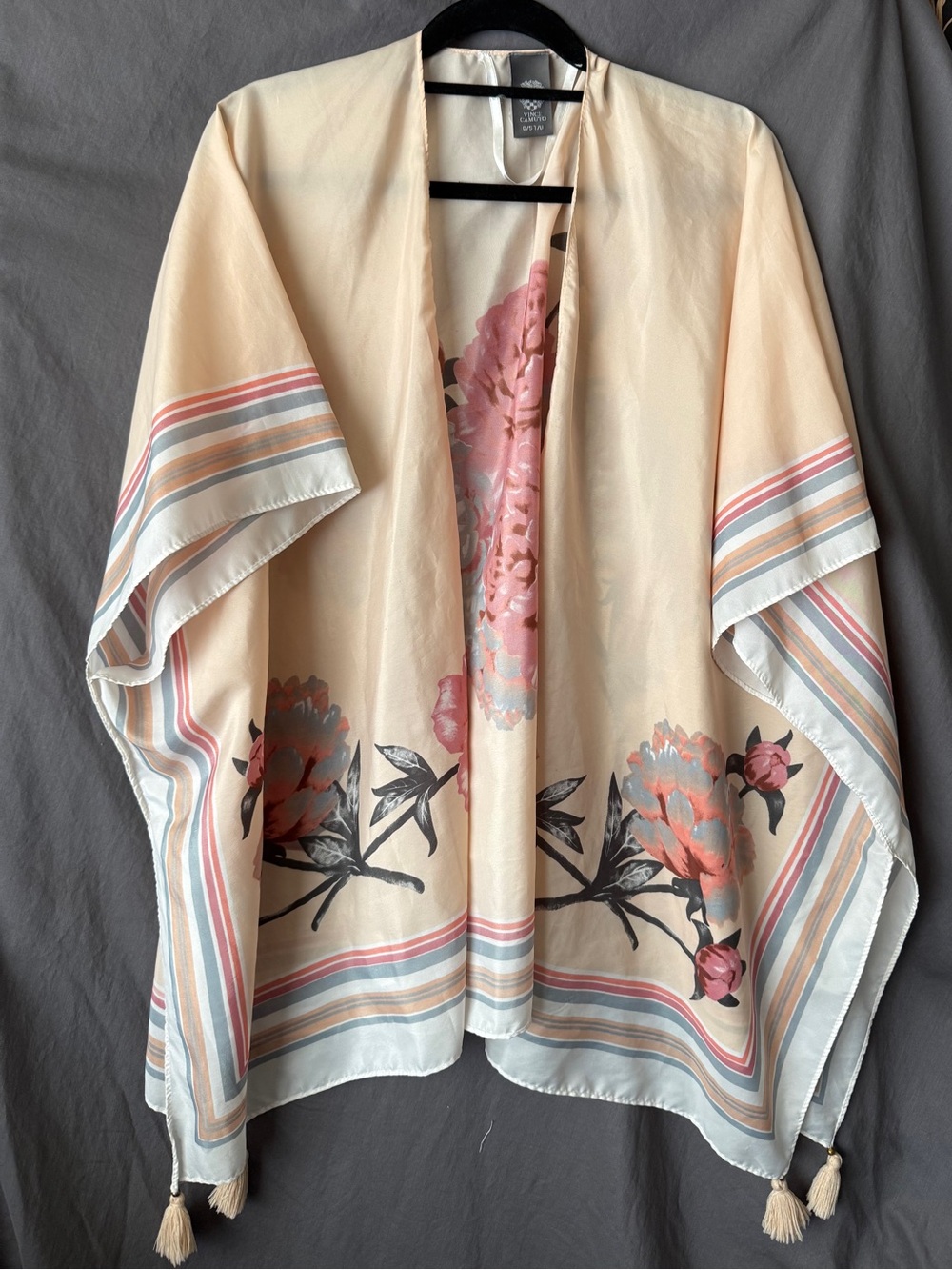Vince Canuto Floral  Kimono Wrap in Cream and Blush